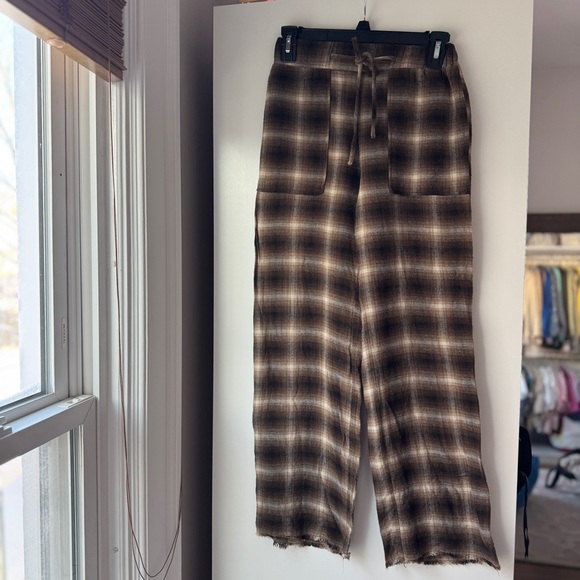 ZARA | HIGH RISE SOFT BROWN PLAID NEUTRAL CLEAN GIRL PANTS TROUSERS - Picture 3 of 8
